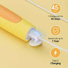 KIWIBIRD toothbrush showing 4 brushing modes on display