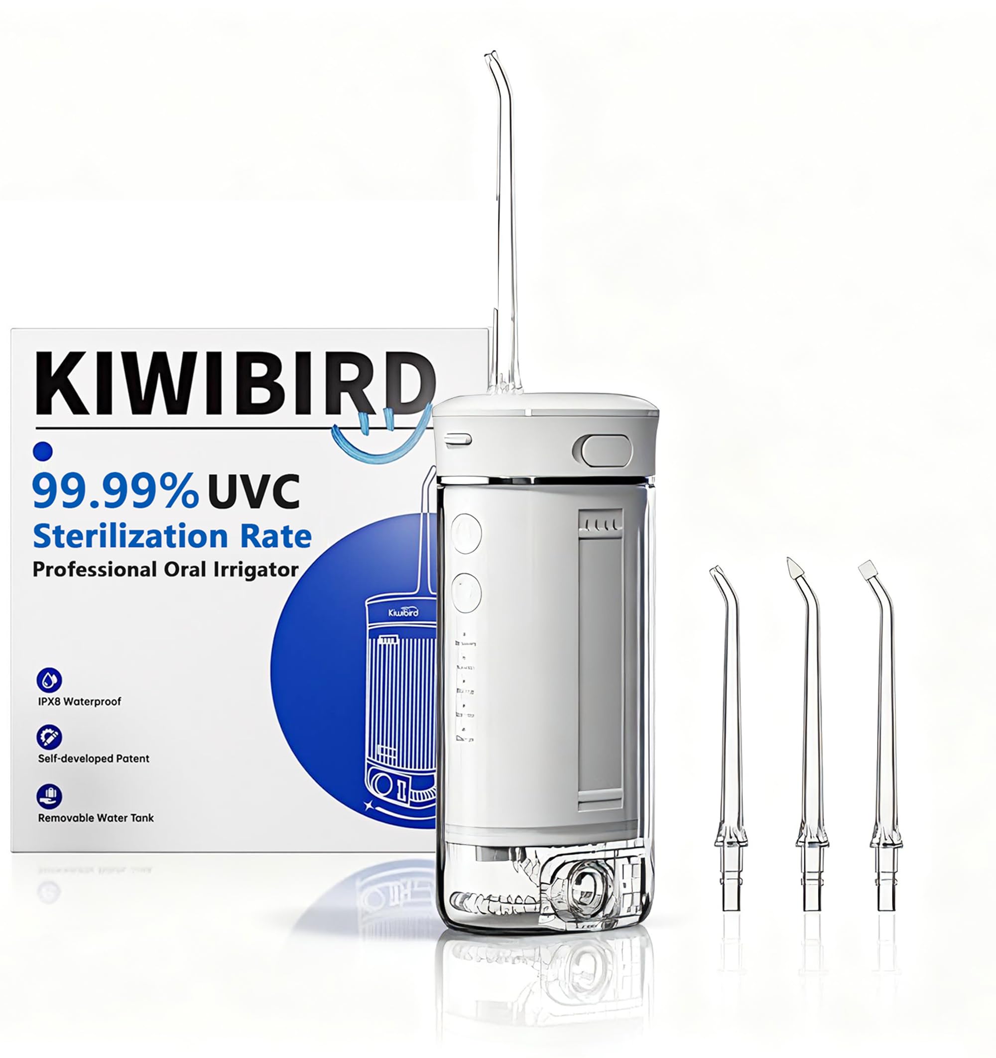 KIWIBIRD Mini Water Flosser Travel Bundle with 5 tips