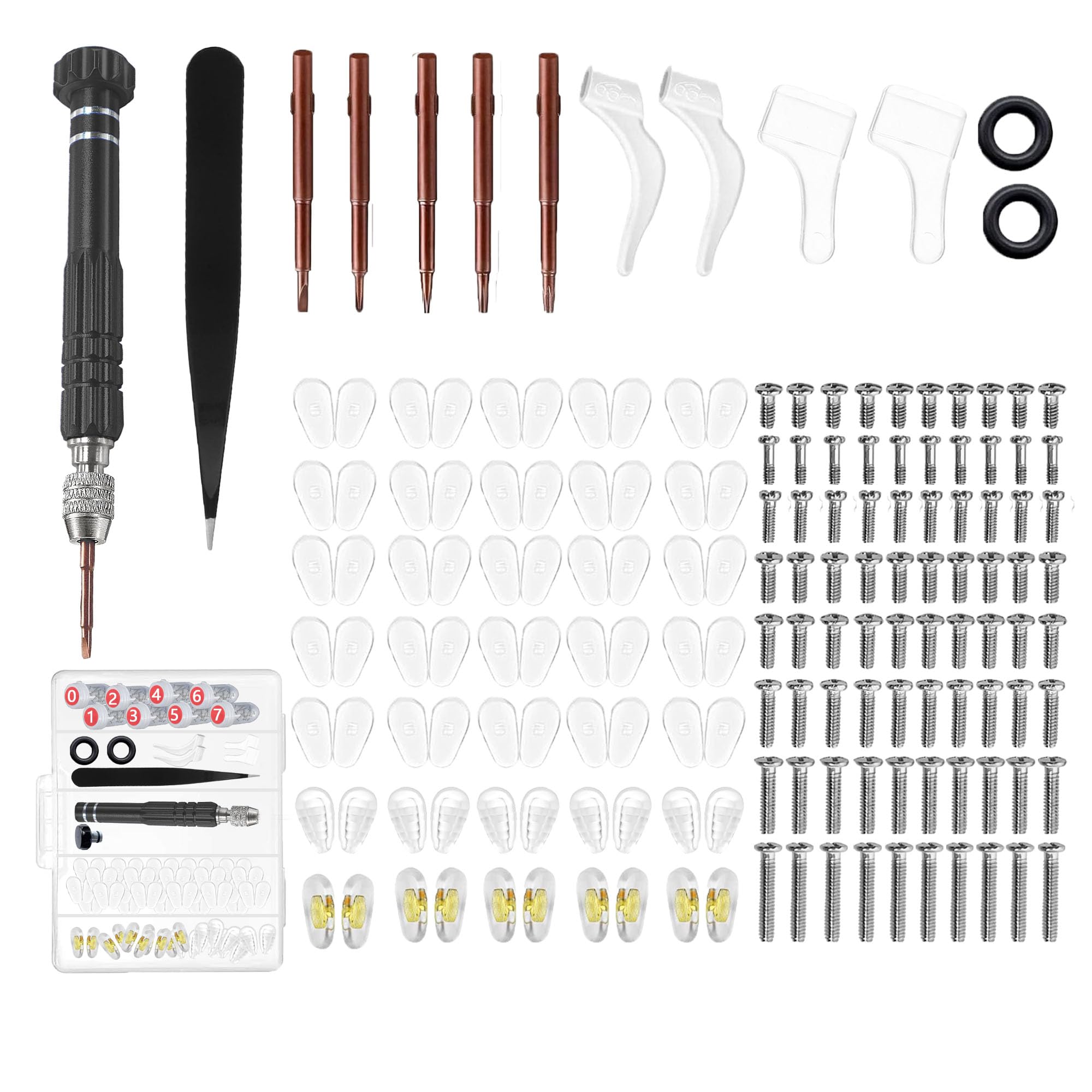 KJSHENDI eyeglass repair kit 8-in-1 screw set for glasses, sunglasses and readers