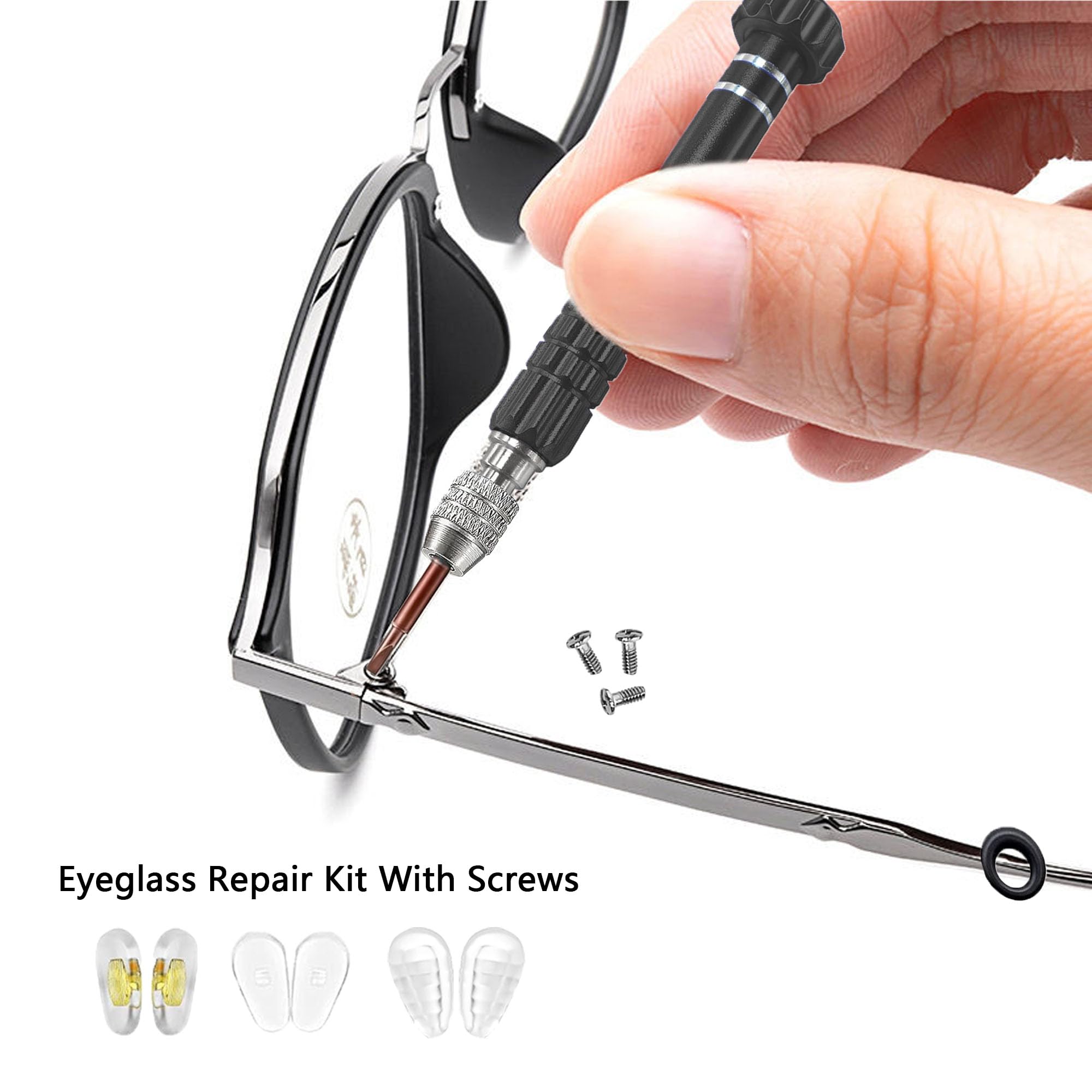 Assorted eyeglass screws and nose pad replacements