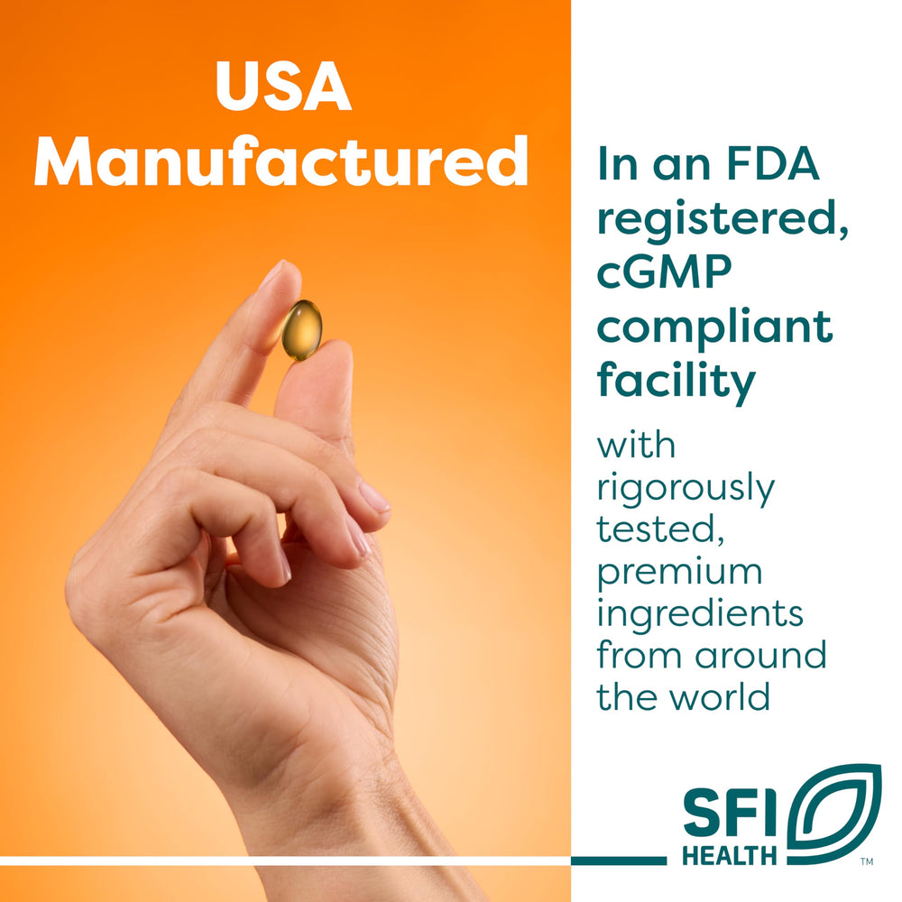 Adrenal health supplement packaging with information