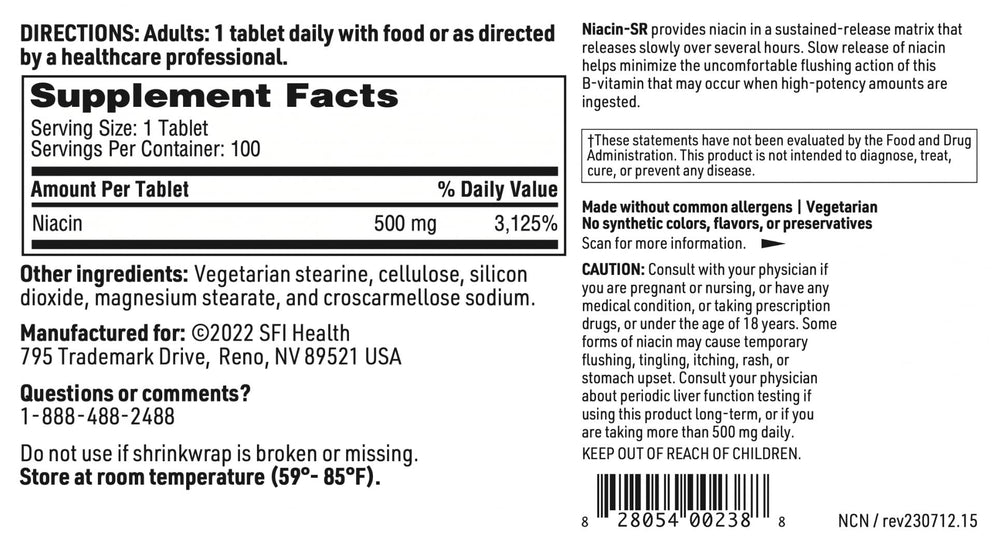 Klaire Labs Niacin-SR packaging and label