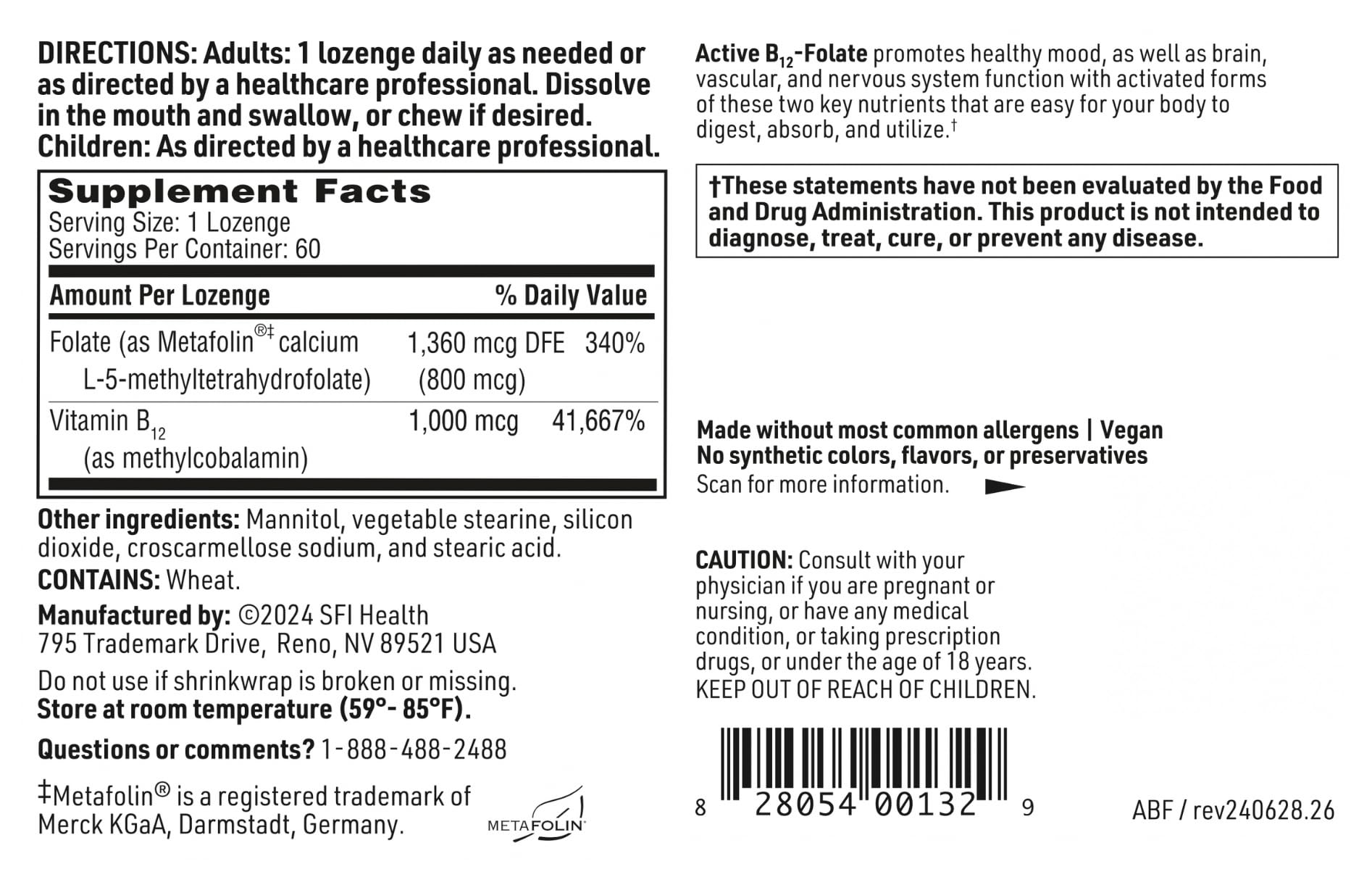 60-count bottle packaging with SFI Health branding