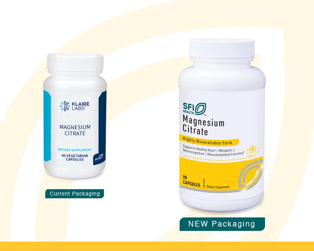 Label on Klaire Labs SFI Health Magnesium Citrate bottle