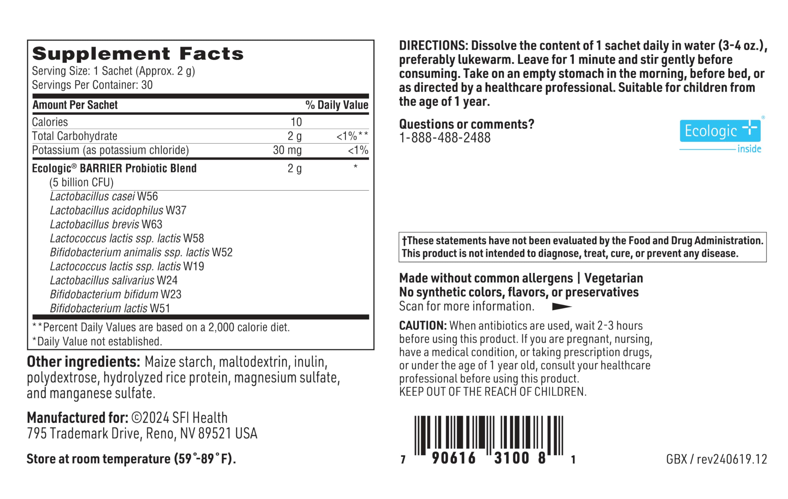 Shelf-stable probiotic powder with PROBIOACT technology
