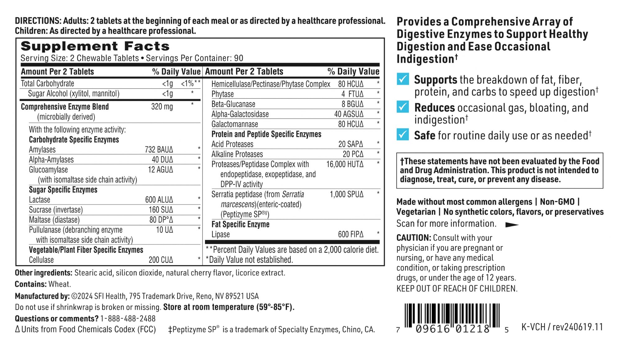 Multi-enzyme supplement packaging emphasizing digestion support