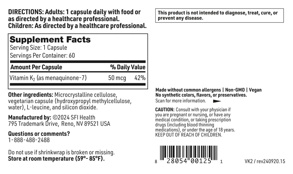 Allergen information panel on Klaire Labs bottle