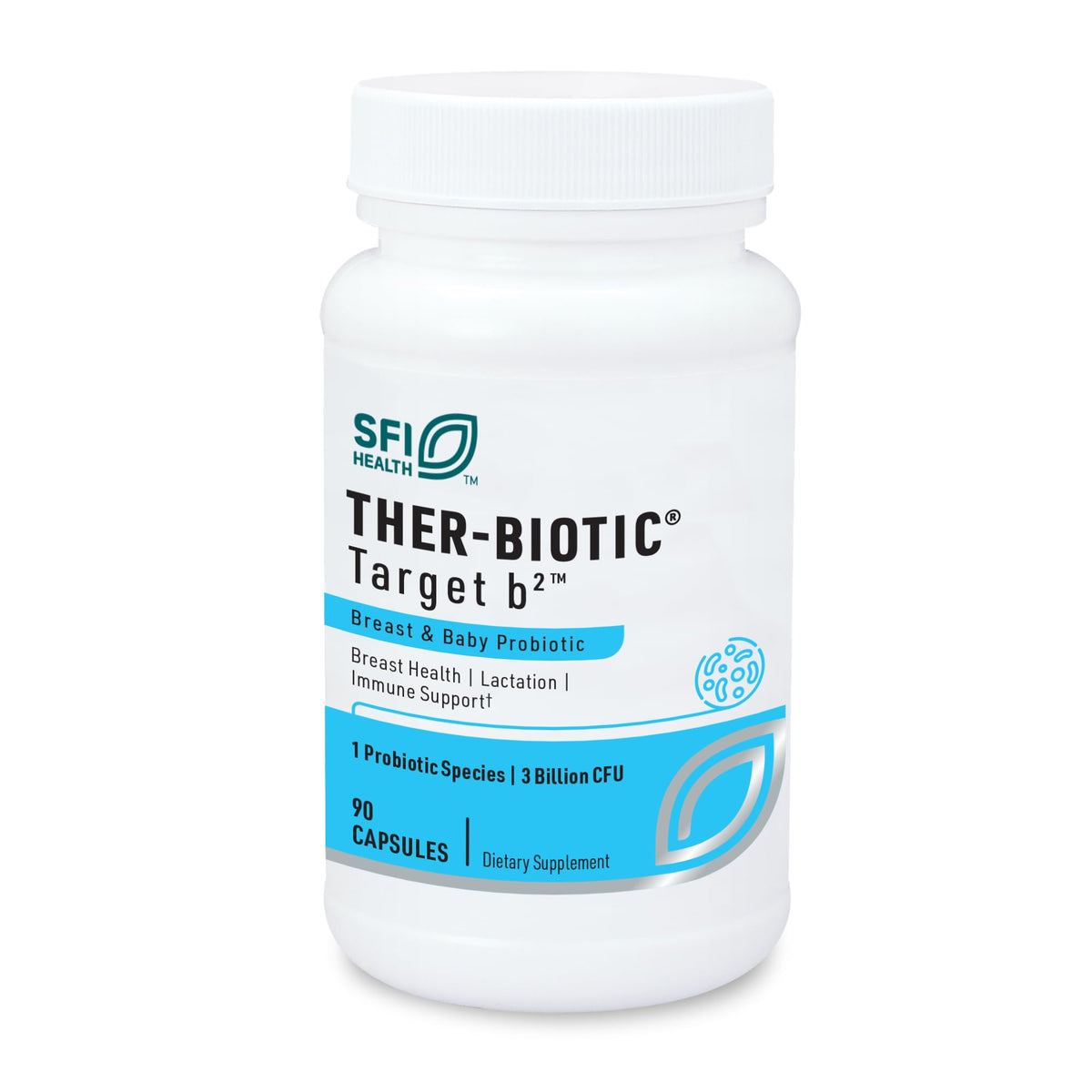 Klaire Labs Ther-Biotic Target B2 bottle for breastfeeding probiotic (90 capsules)