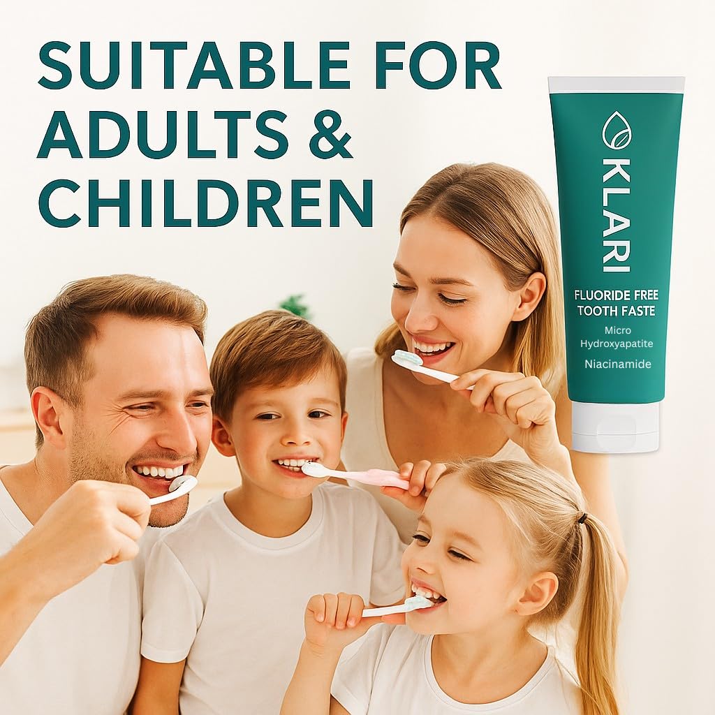 Close-up of KLARI toothpaste surface and polishing action