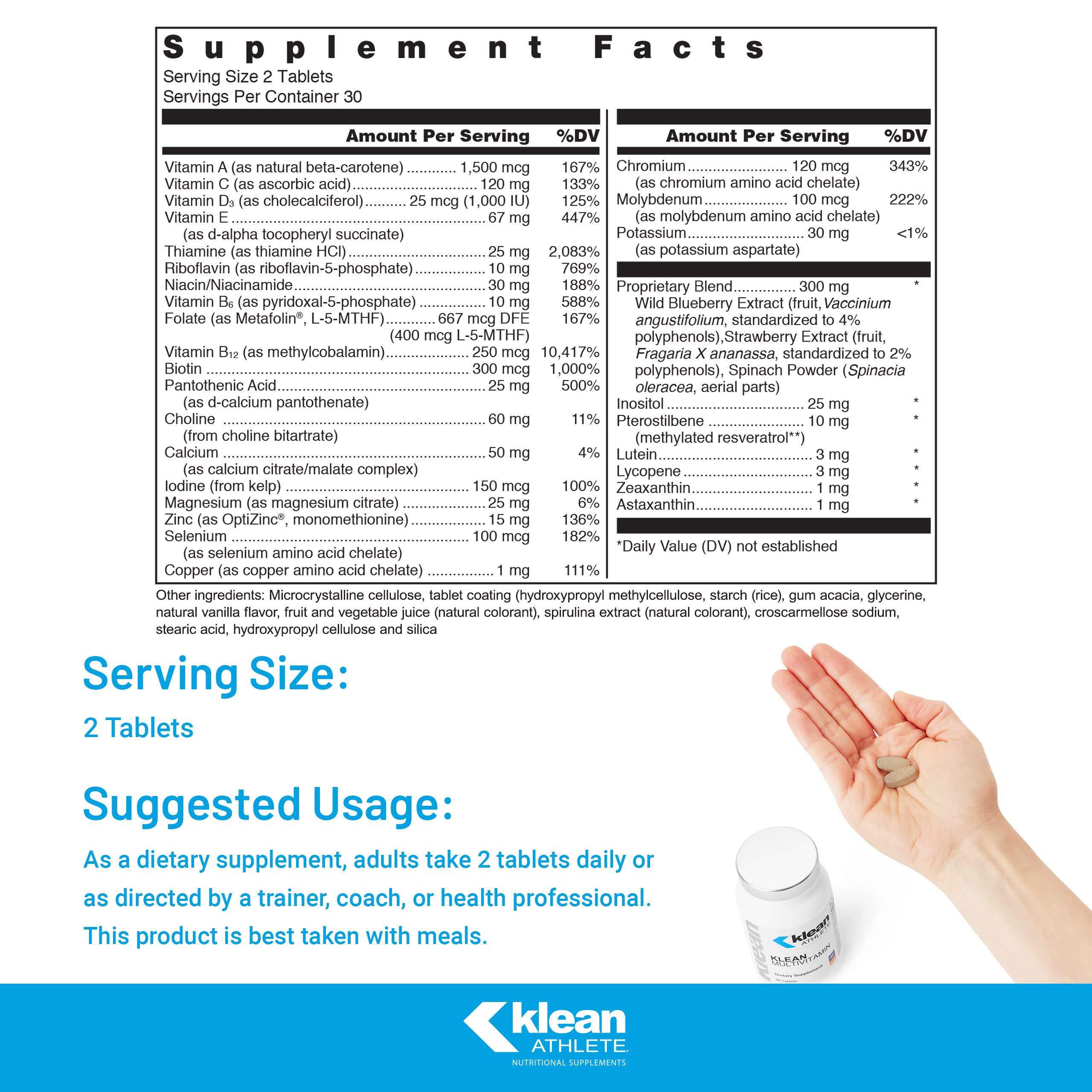 Klean Multivitamin bottle back label