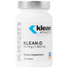 Bottle of Klean-D 25 mcg (1,000 IU) Vitamin D3 tablets