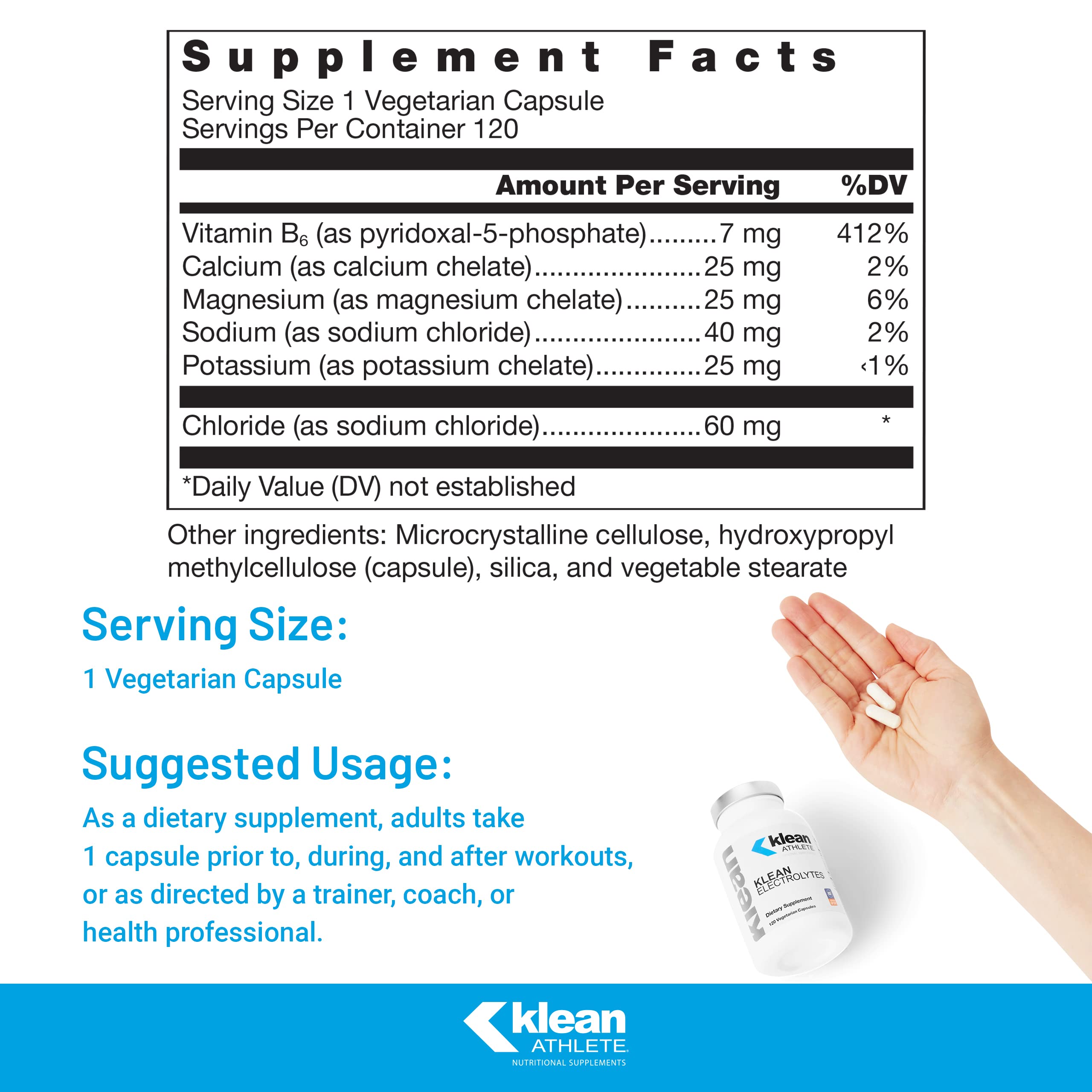 Klean Electrolytes capsules closeup emphasizes portable, versatile dosing.