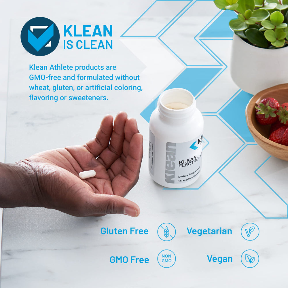 Klean Electrolytes dispensed capsules illustrate easy beverage mixing.