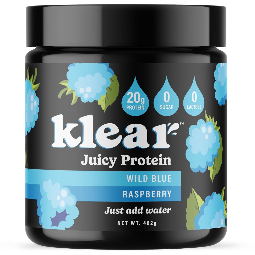 Klear Clear Protein Powder Wild Blue Raspberry tub
