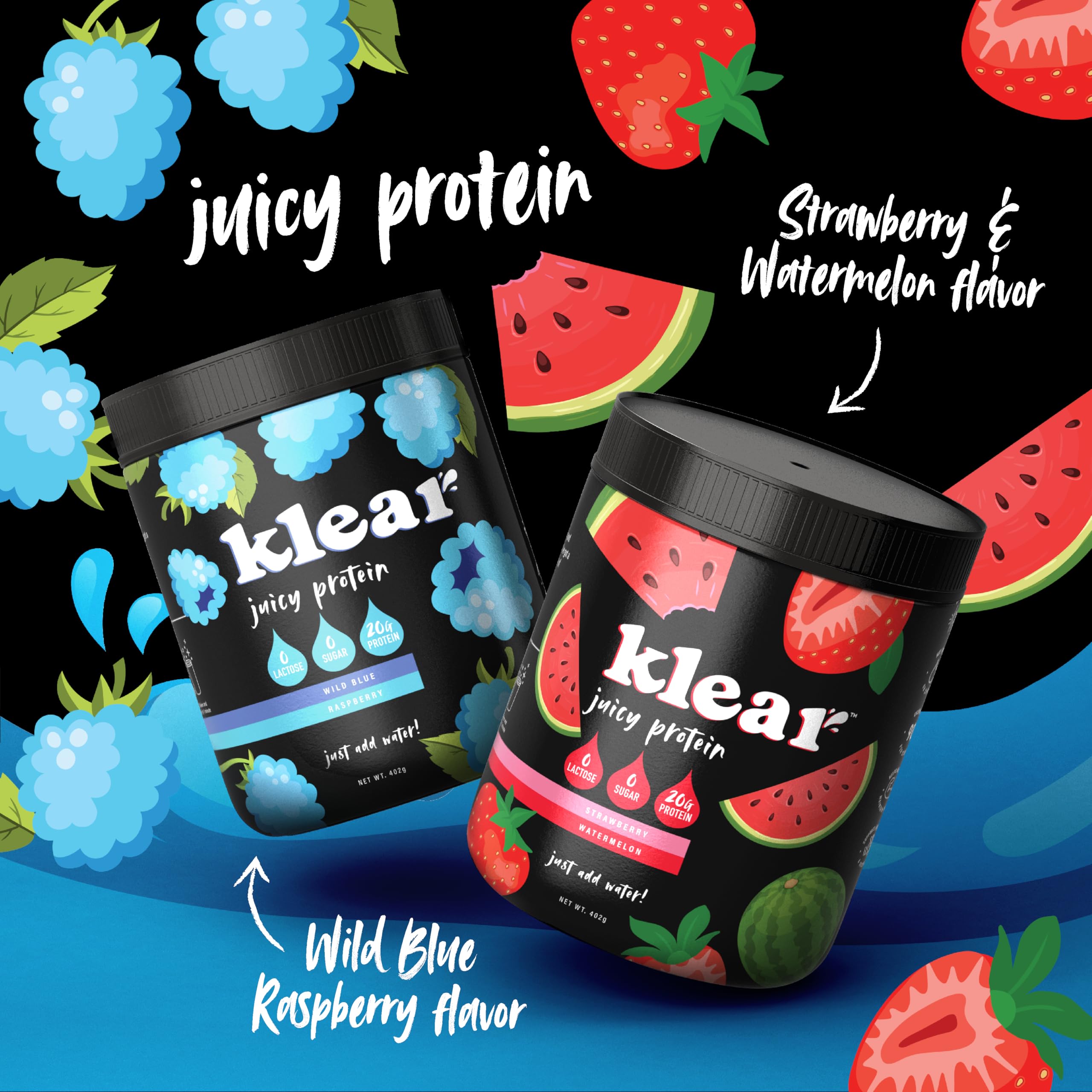 Finished clear protein drink ready to enjoy with straw