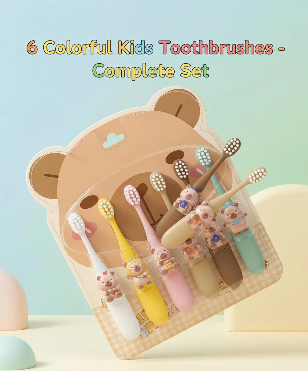Girls and boys friendly colors for kids toothbrush set