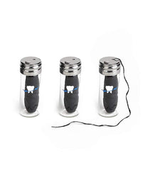 Knotty Floss bamboo charcoal no-knot floss packaging in glass jar