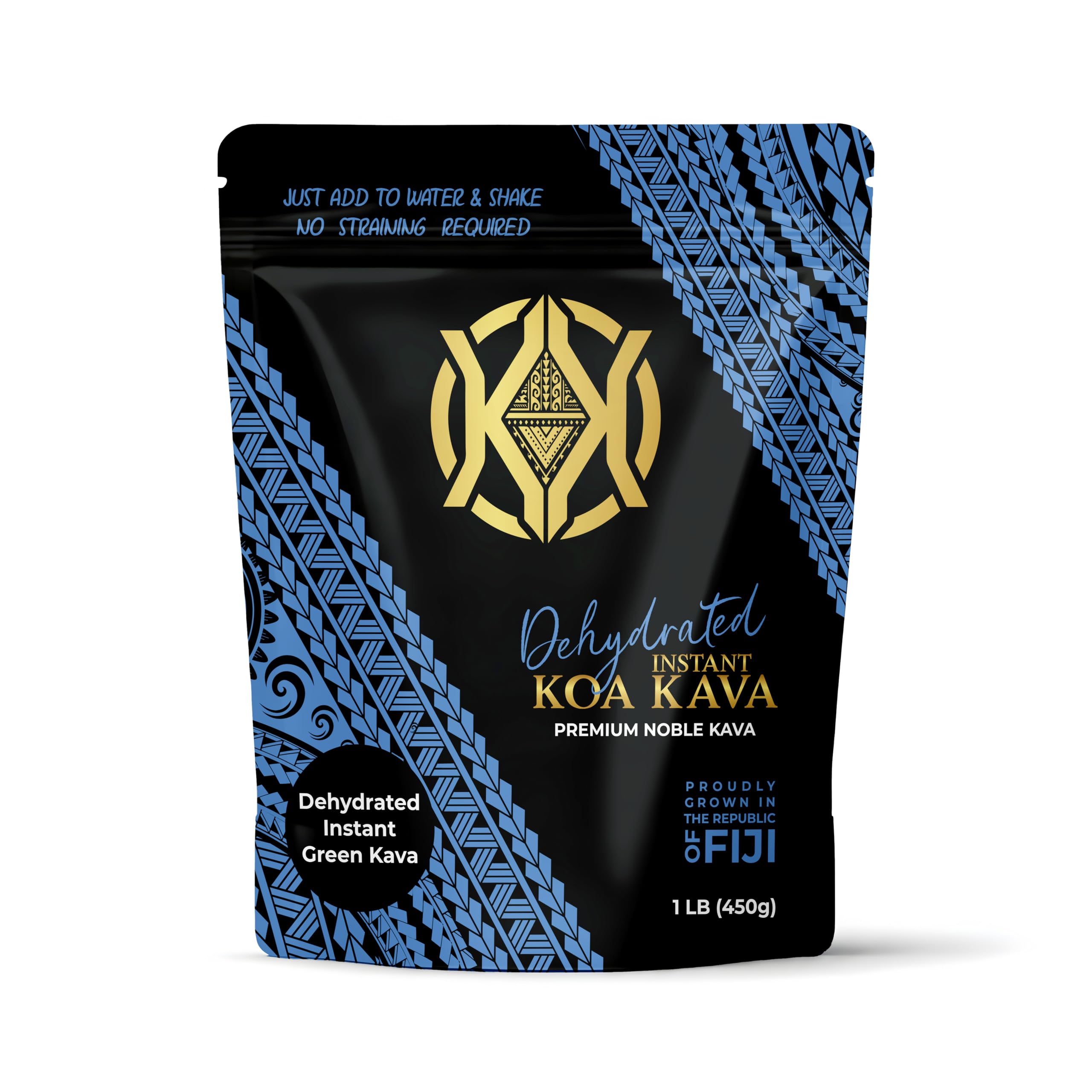 Koa Kava Dehydrated Instant Green Fijian Kava 16oz bulk bag front view