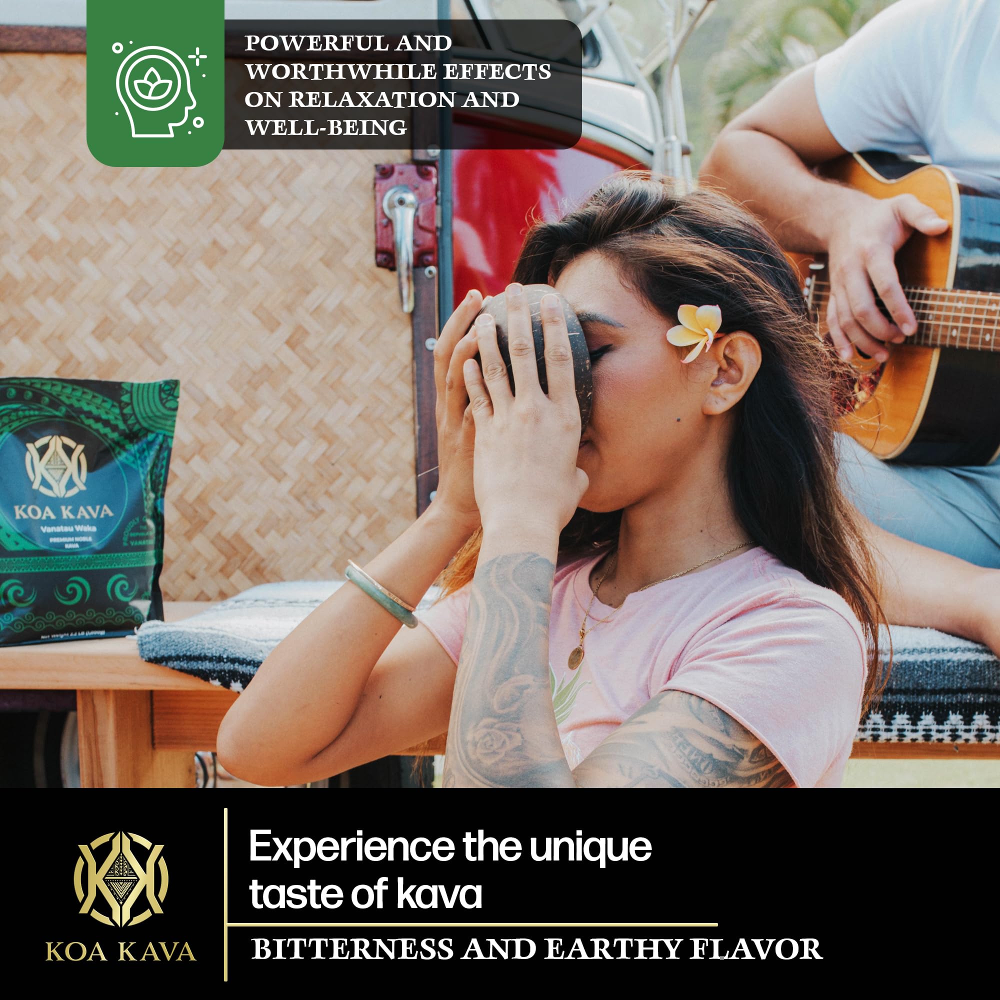 Label showing pure, natural kava with no additives