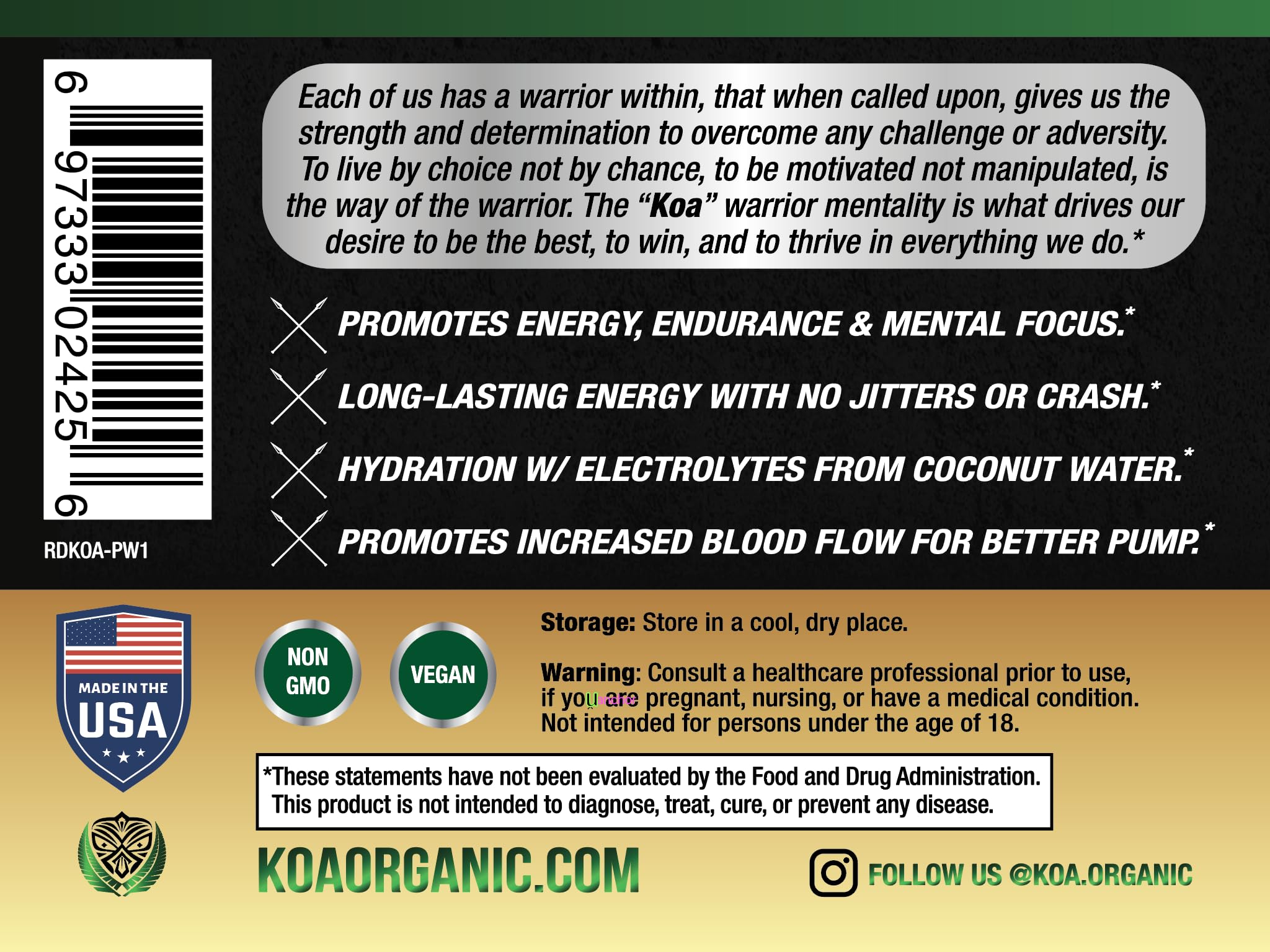 Active performance image: energy, focus, and pump for workouts