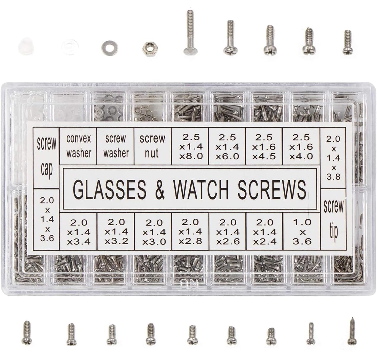 Kodrily 1000-piece eyeglass screws repair kit box front view
