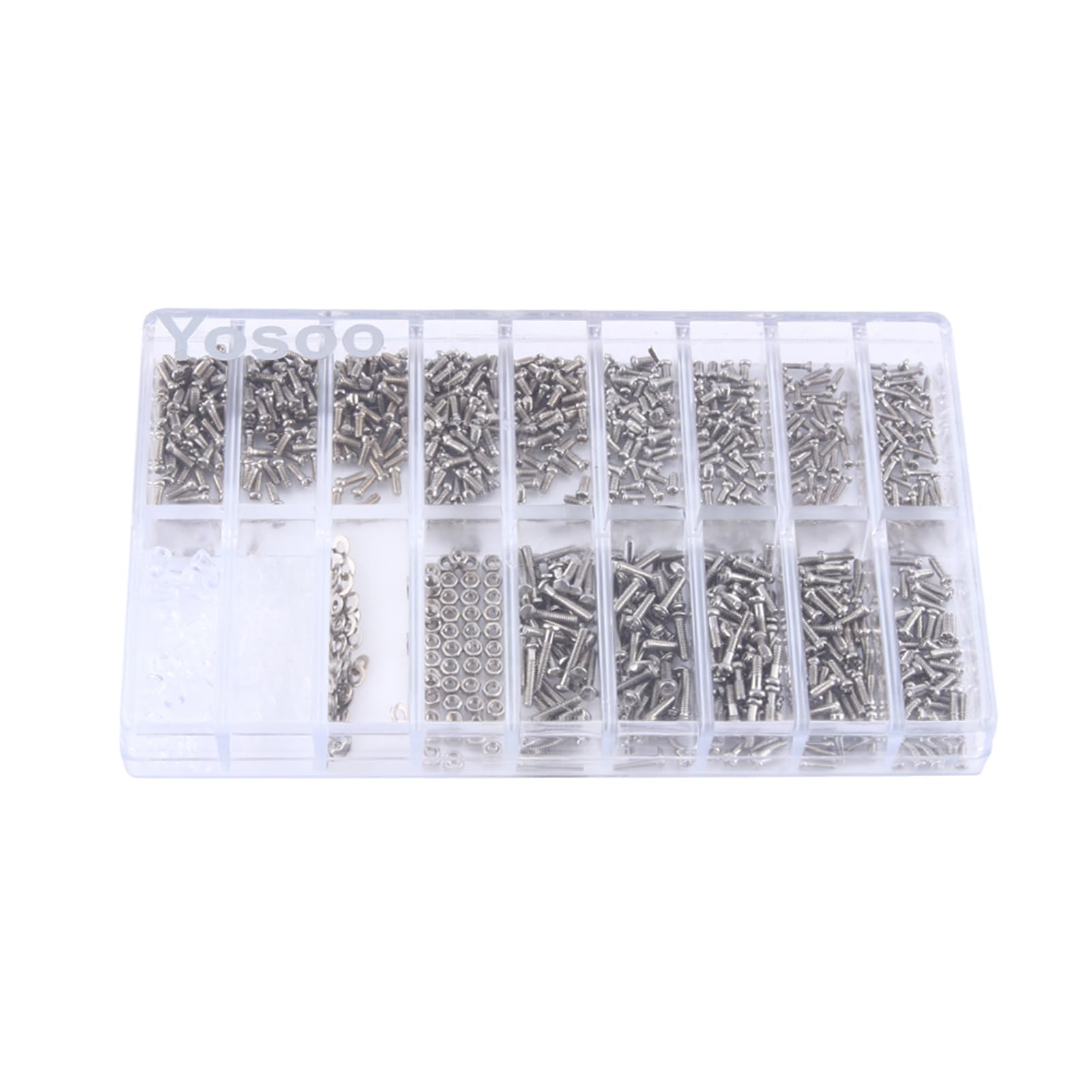 Assorted stainless steel screws, nuts, and washers
