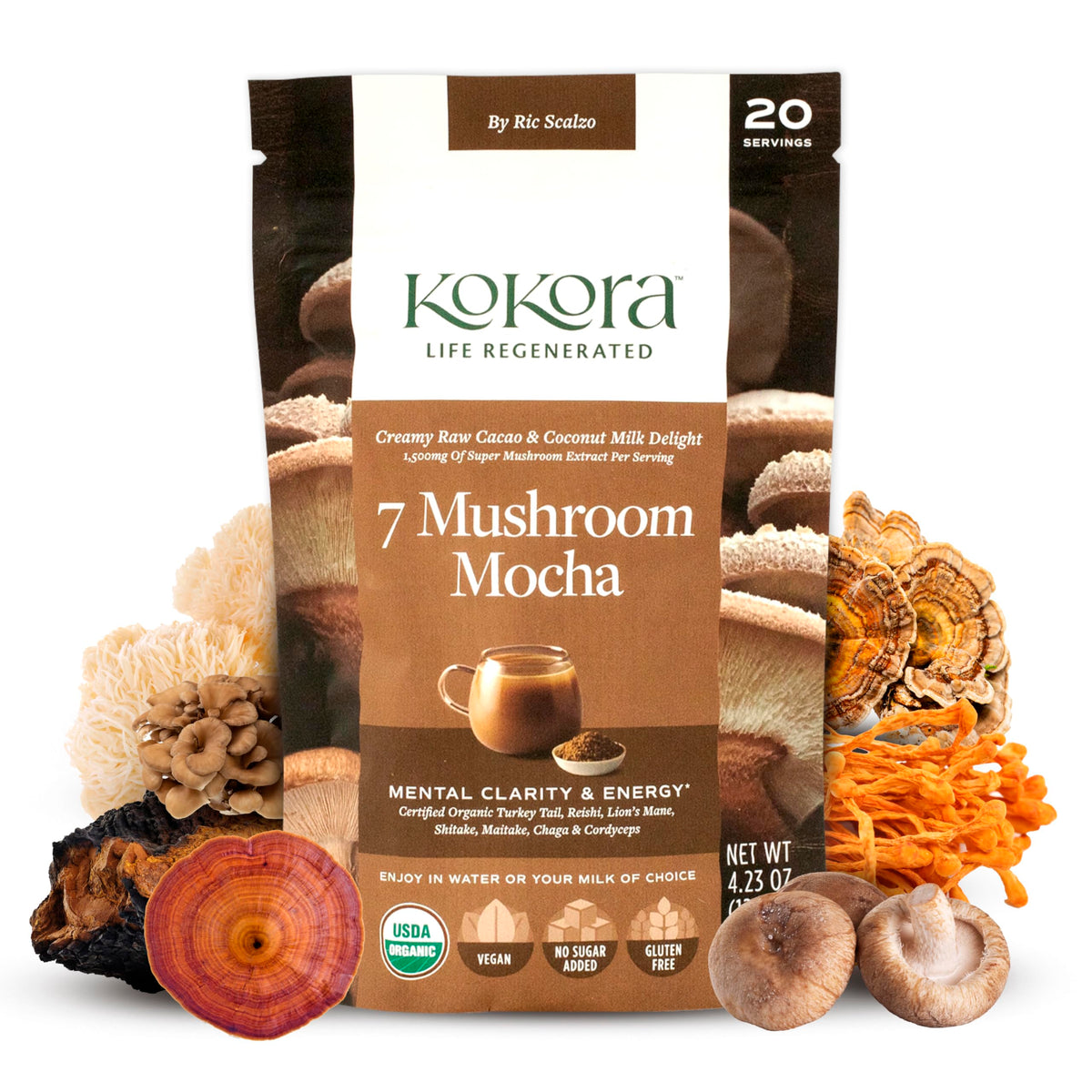 Kokora 7 Mushroom Mocha packaging label