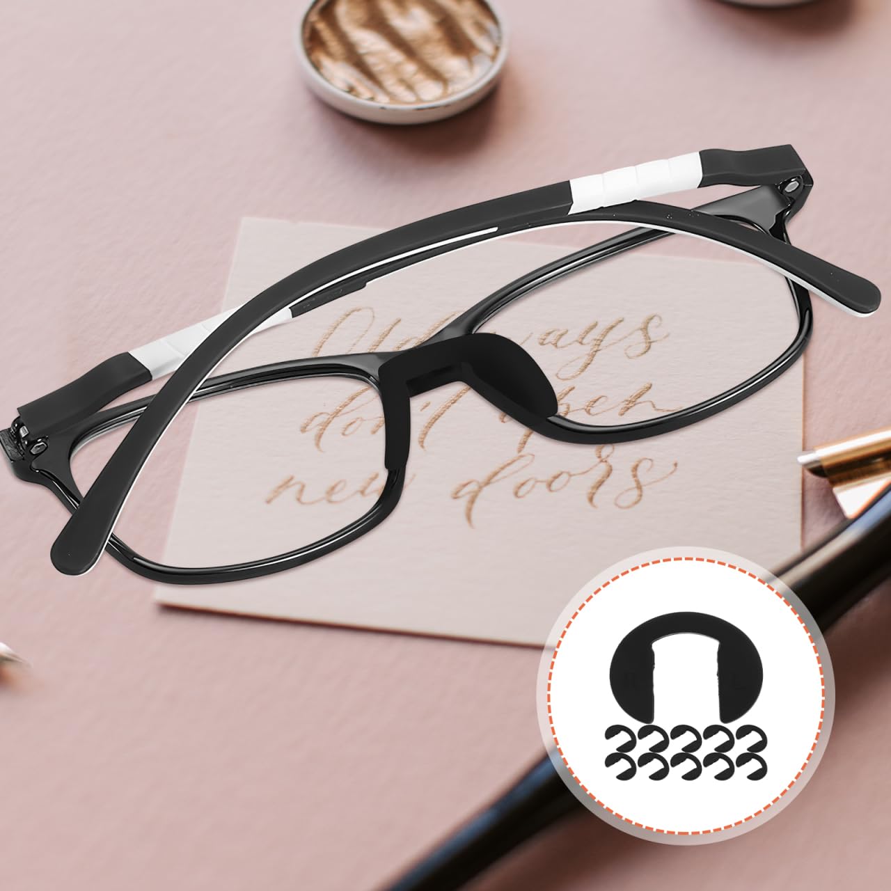 Glasses nose pad reduces pressure on the nose