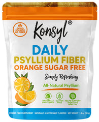 Konsyl Daily Psyllium Fiber Orange Sugar Free bottle on a white background