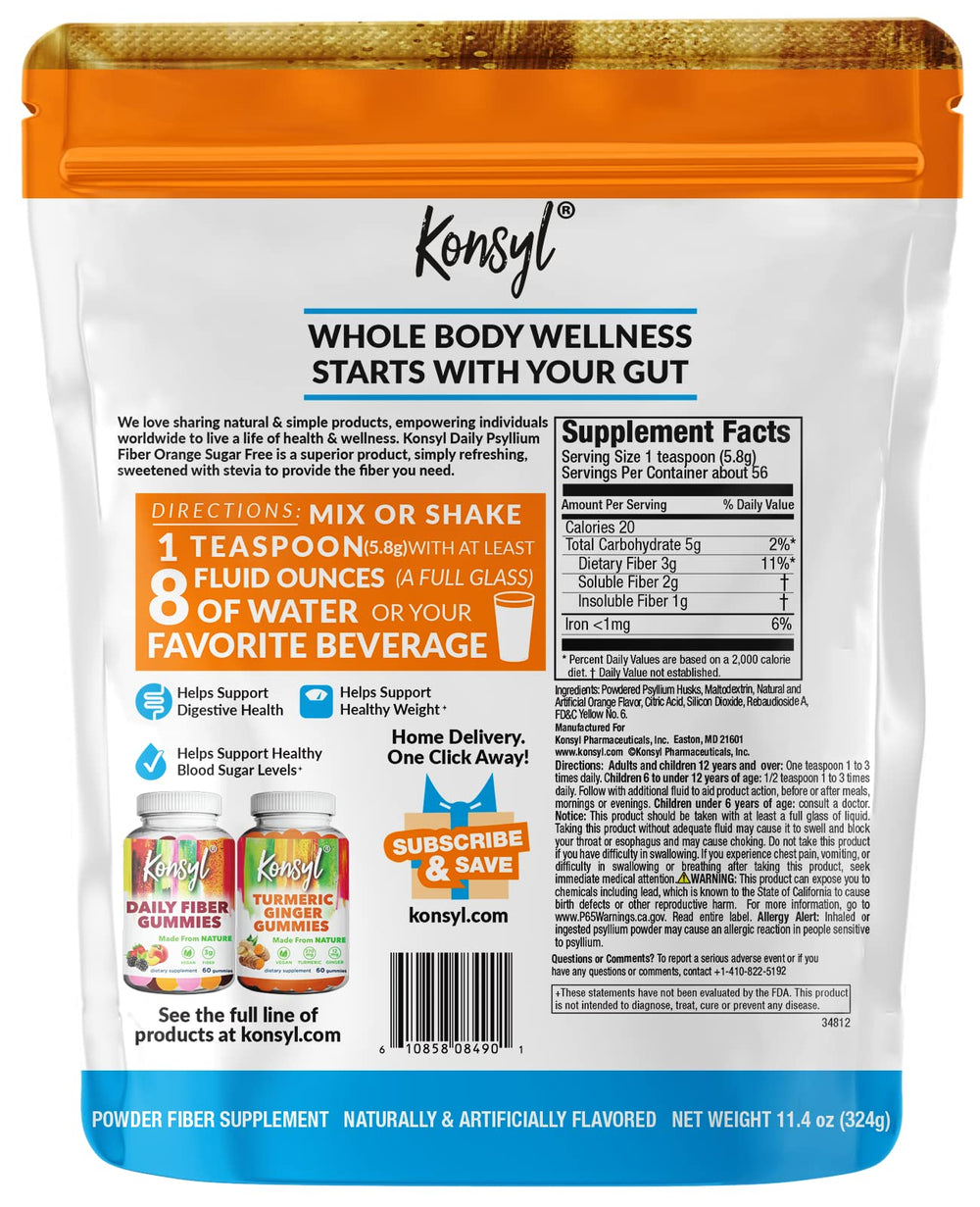 Box of Konsyl Daily Psyllium Fiber Orange Sugar Free with label