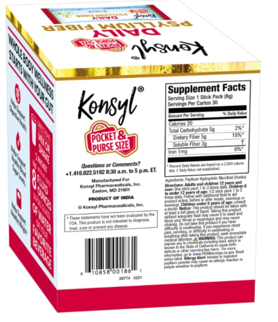 Single Konsyl psyllium fiber stick pack