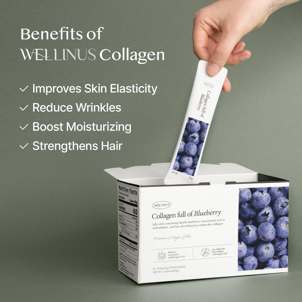Ingredient blend of fish collagen, pomegranate, and blueberry