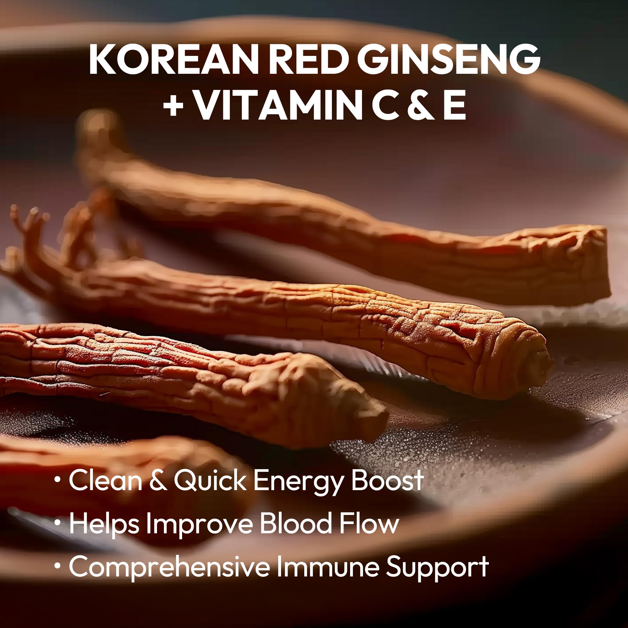 Ginseng pills representing energy and focus benefits