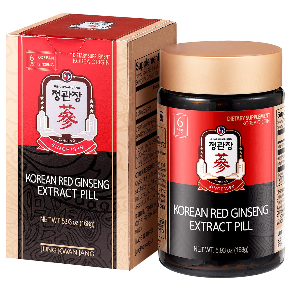 Front view of Korean Red Ginseng Extract Pill bottle