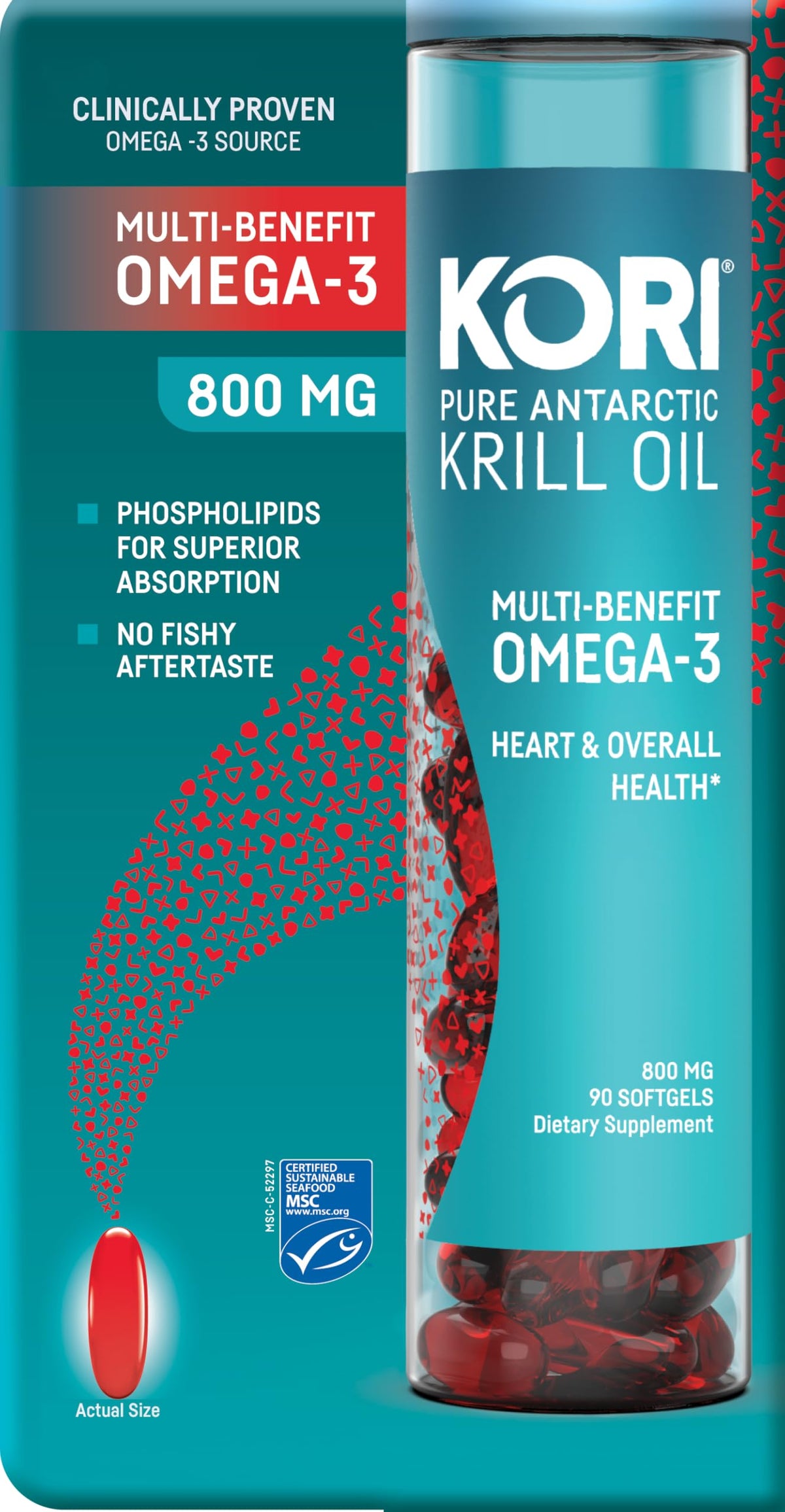 Kori Krill Oil bottle with 90 softgels