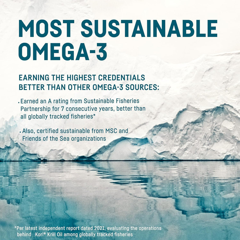 Kori Krill Oil packaging notes non-GMO and no artificial flavors