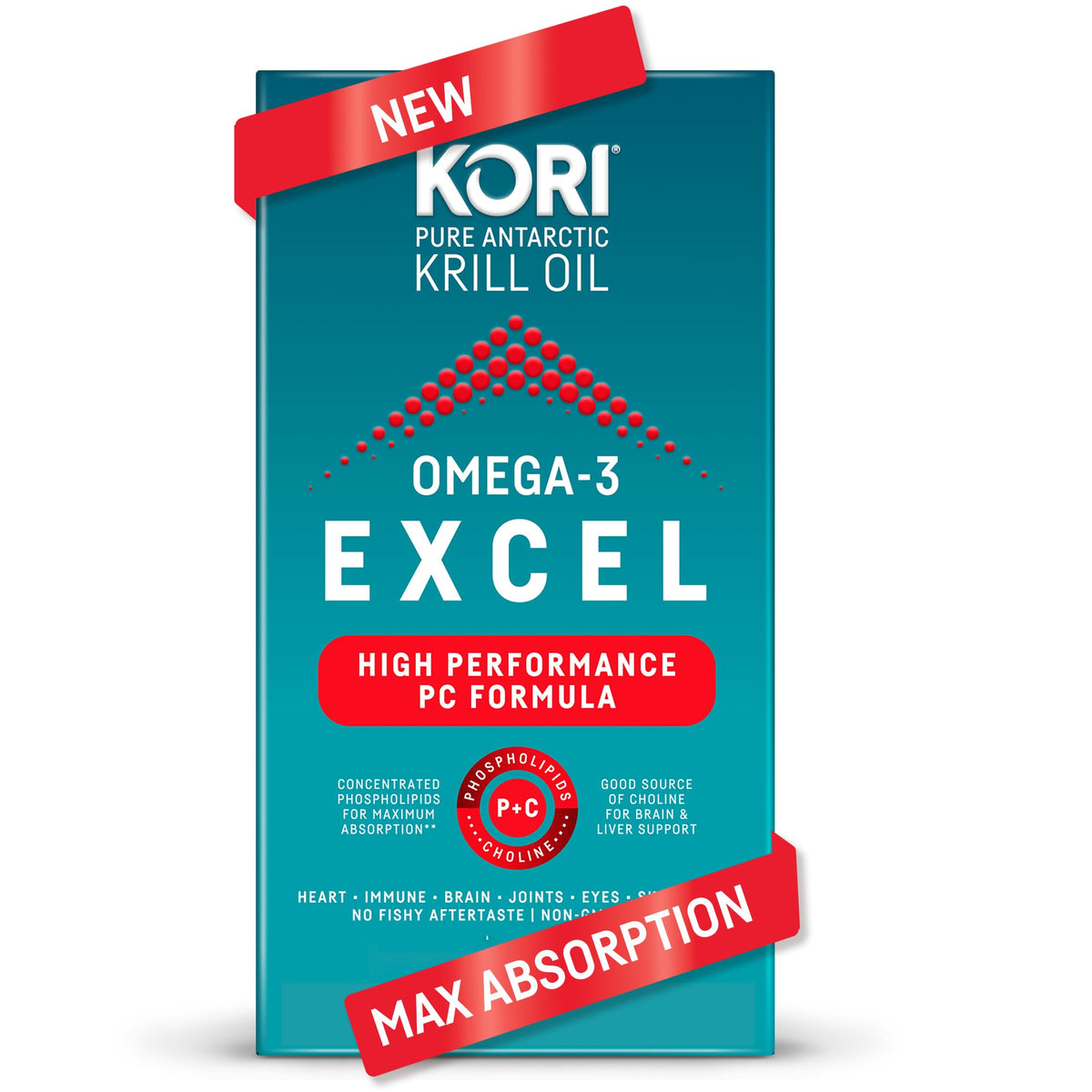 Kori Krill Omega 3 Excel bottle front view with 50 softgels