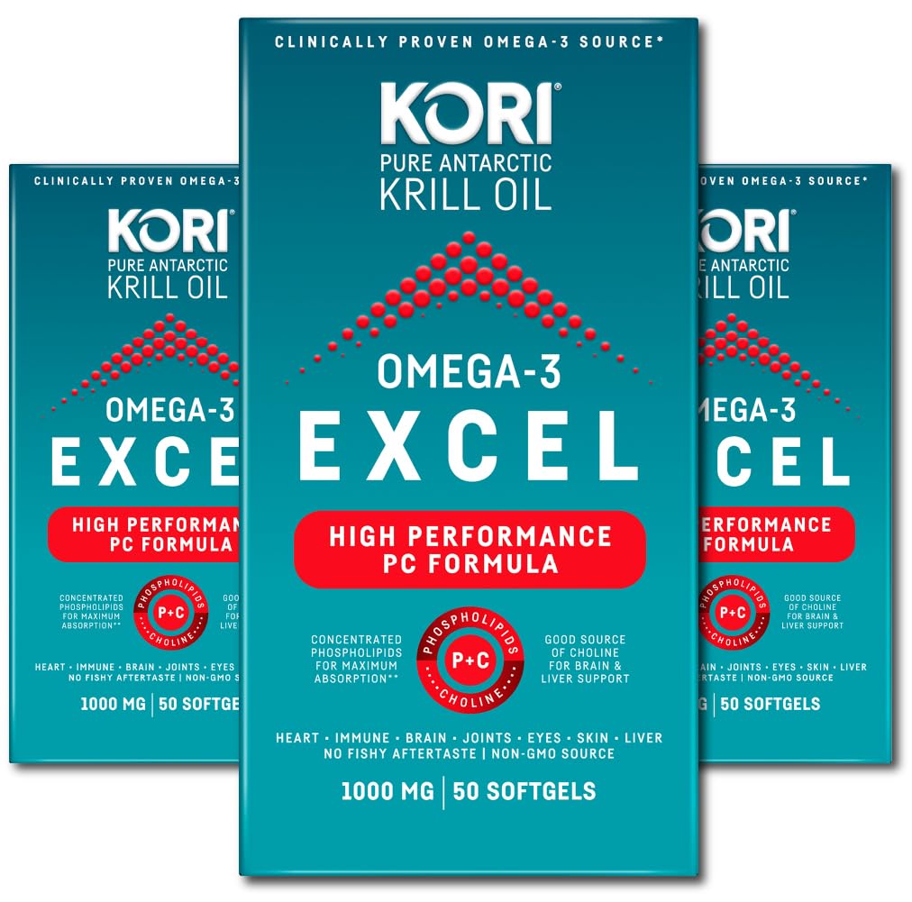 Bottle of Kori Krill Omega-3 Excel Krill Oil 1000mg
