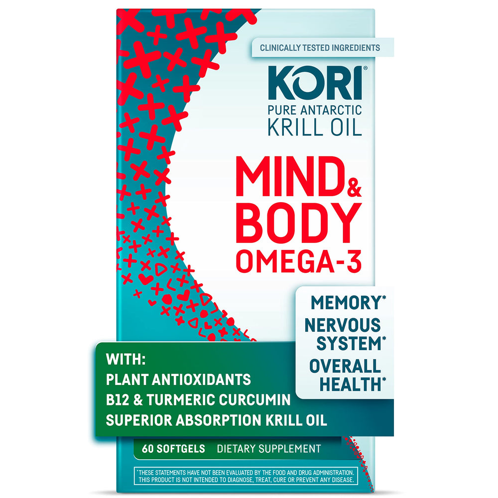 Kori Krill Mind & Body Omega-3 Oil bottle – 60 softgels