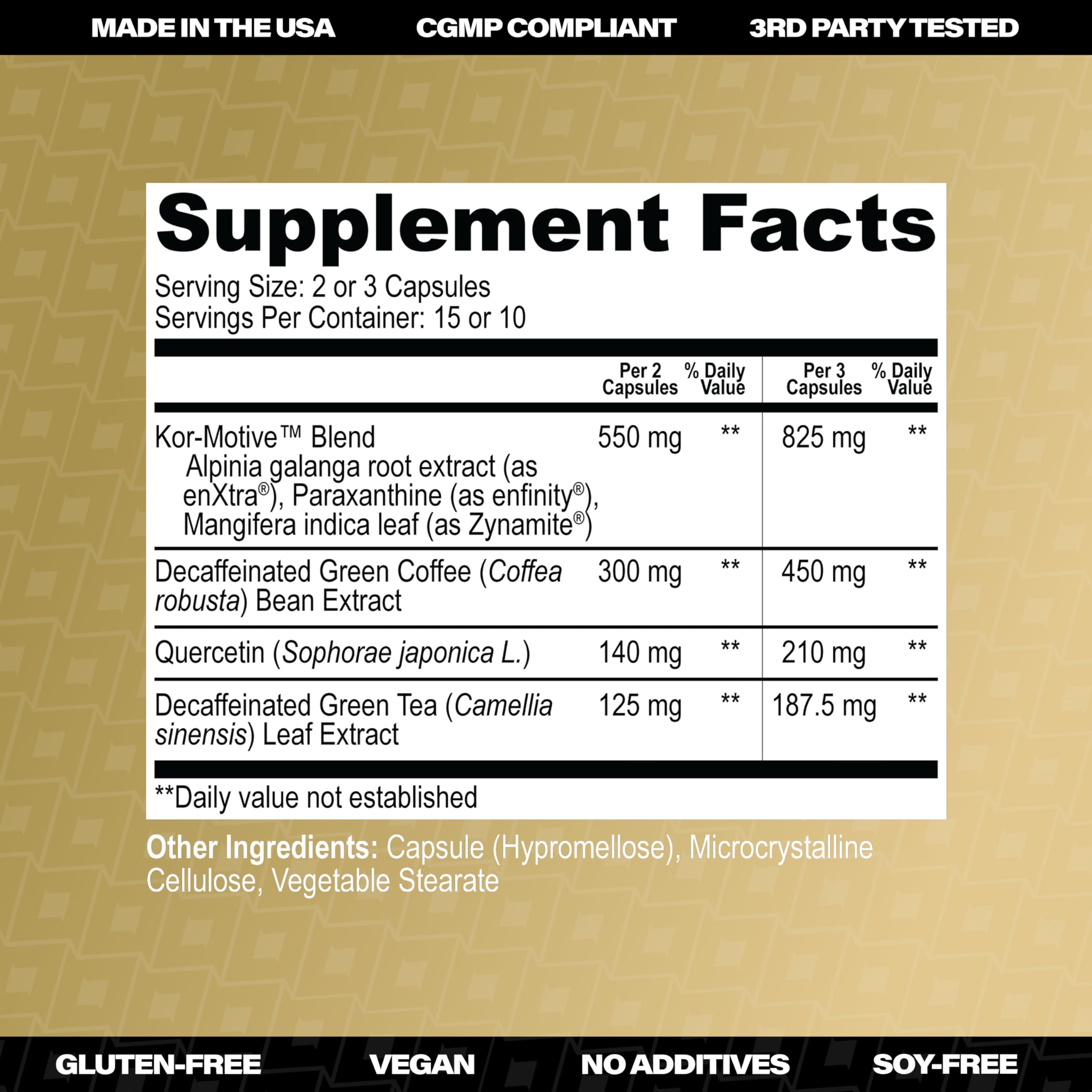 KORRECT LIFE Korrect Energy label closeup with vegan non-GMO clean-label ingredients
