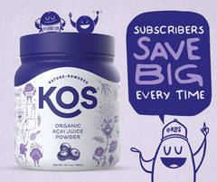 Acai powder being poured into a smoothie