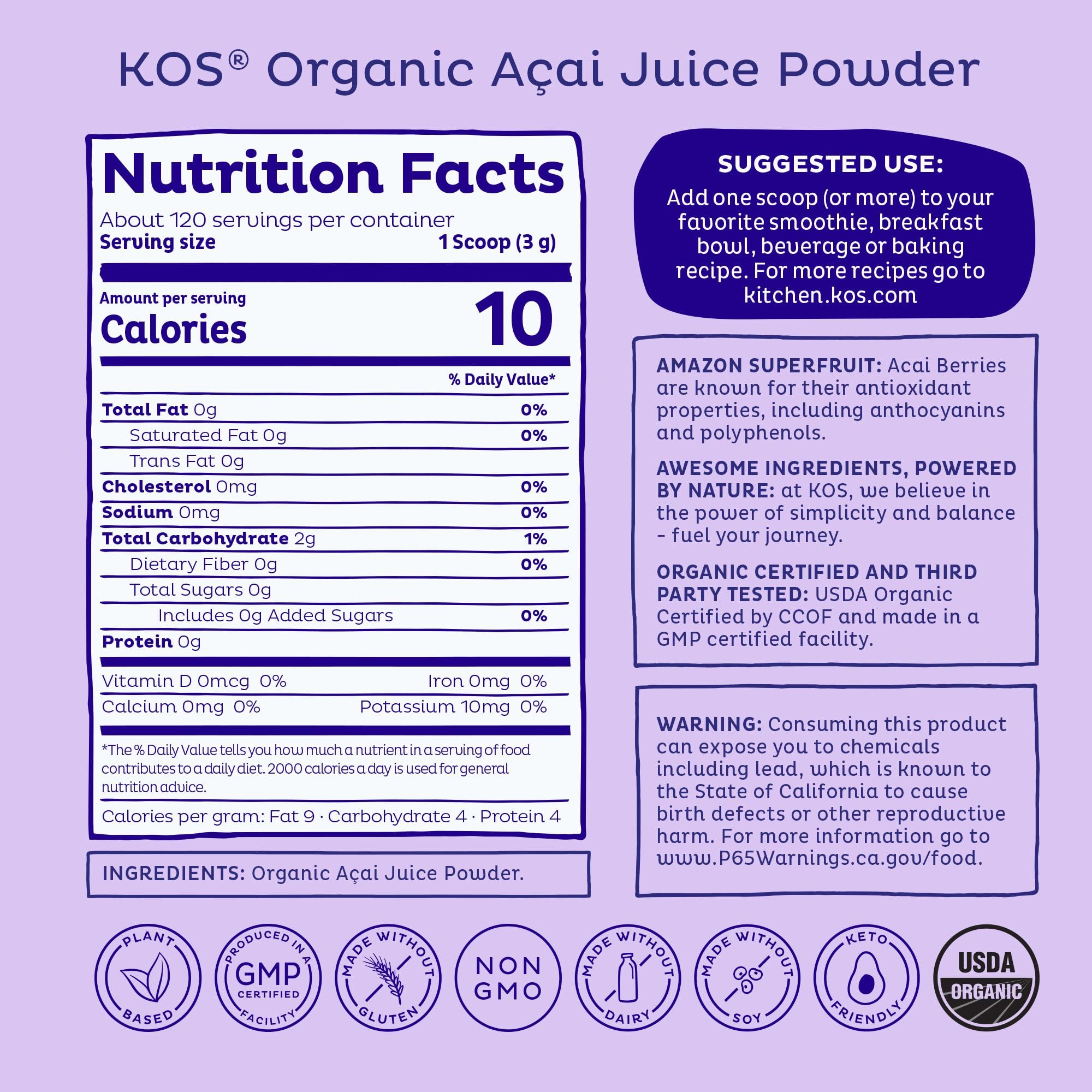 Acai powder in smoothie bowl with berries