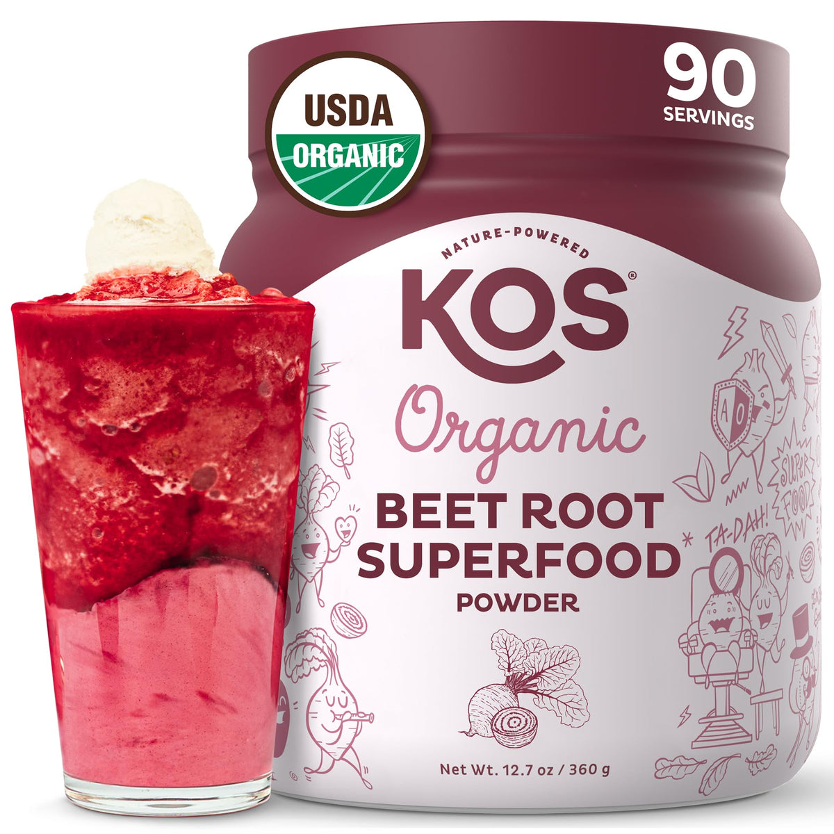 Front packaging of KOS Organic Beet Root Powder