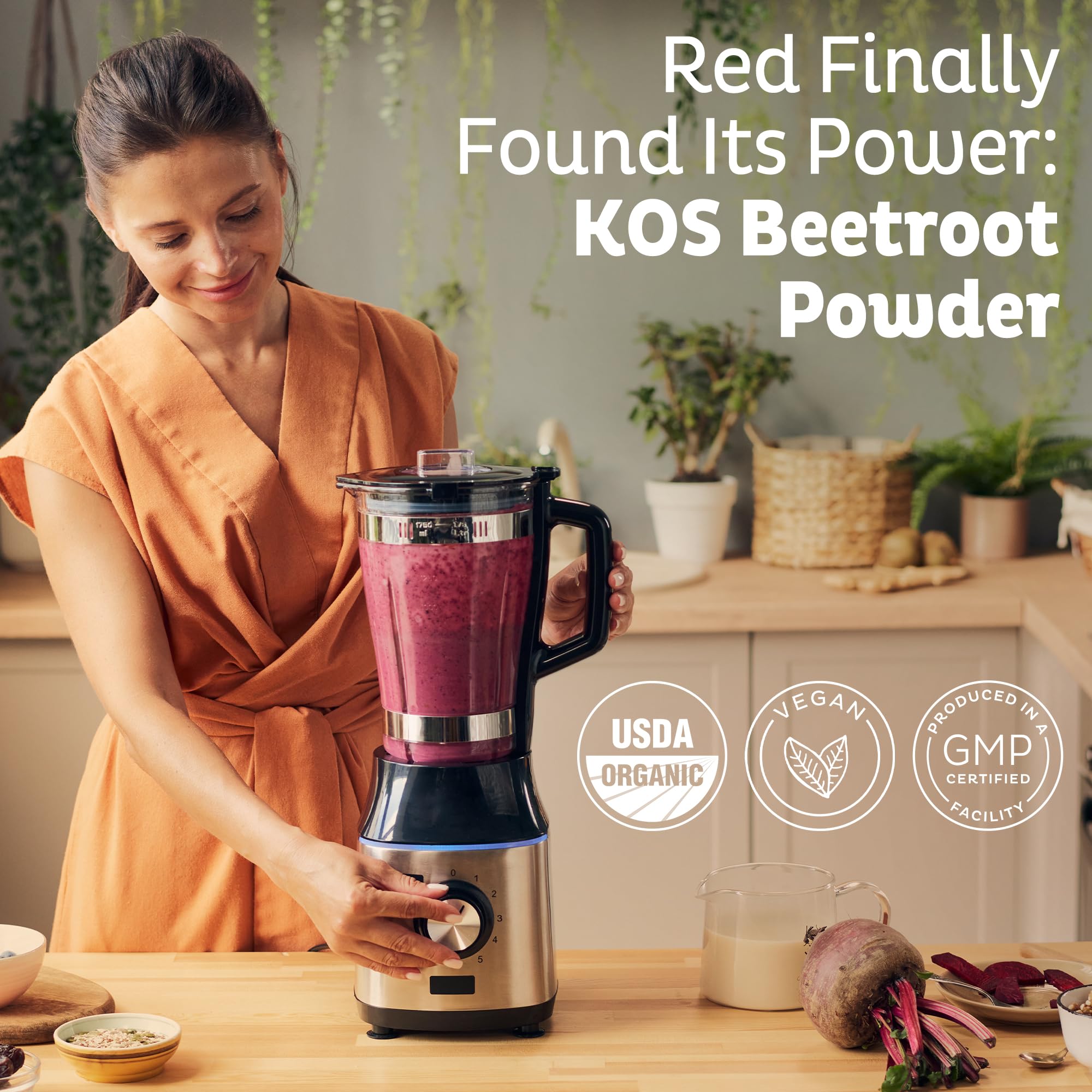 USDA Organic certification label on KOS Beet Root Powder