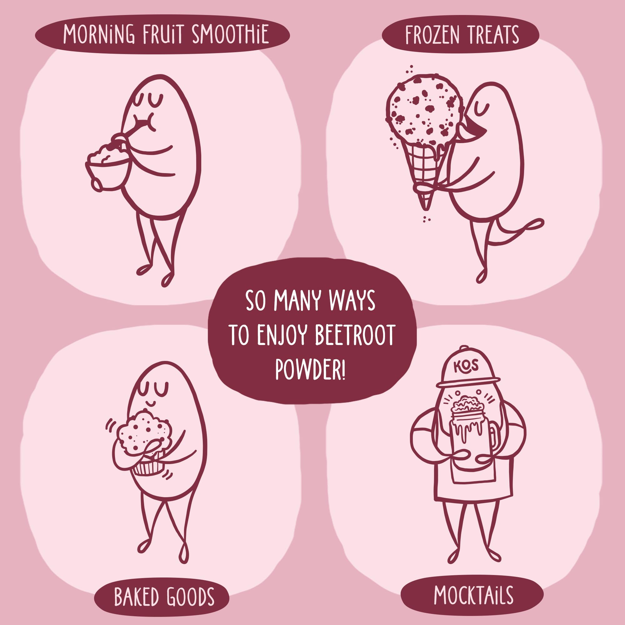 KOS Organic Beet Root Powder in a smoothie bowl adds a pink swirl boost.