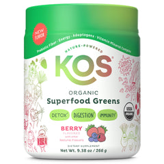 KOS Organic Superfood Greens Powder Berry bottle