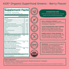 Close-up of 17 greens and berry blend ingredients