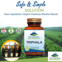 Kosher vegan Triphala capsules showing no binders or fillers