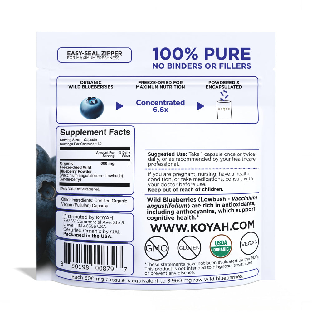 Close-up of freeze-dried Organic Wild Blueberry powder