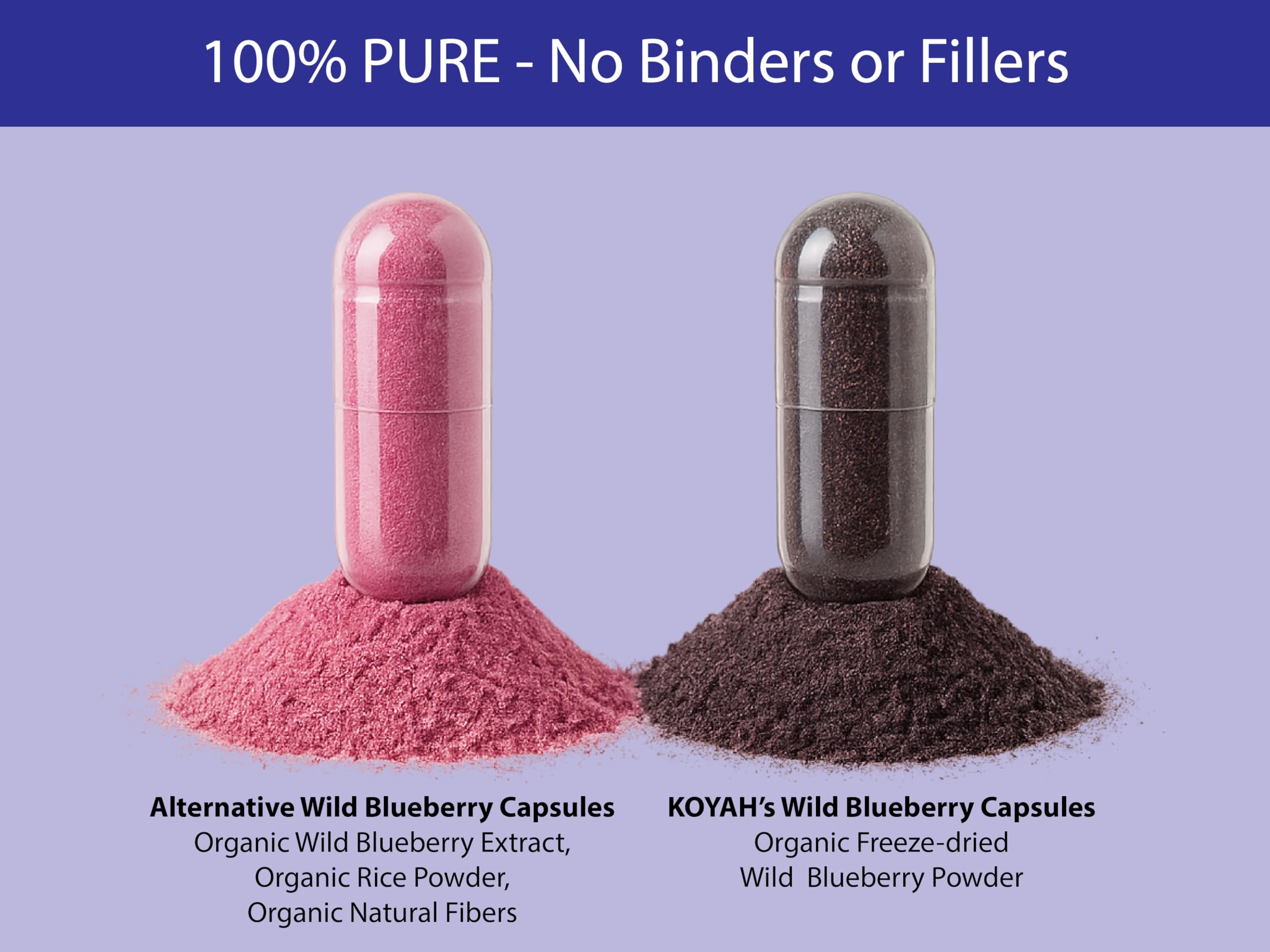 60 KOYAH Wild Blueberry Capsules on a white background